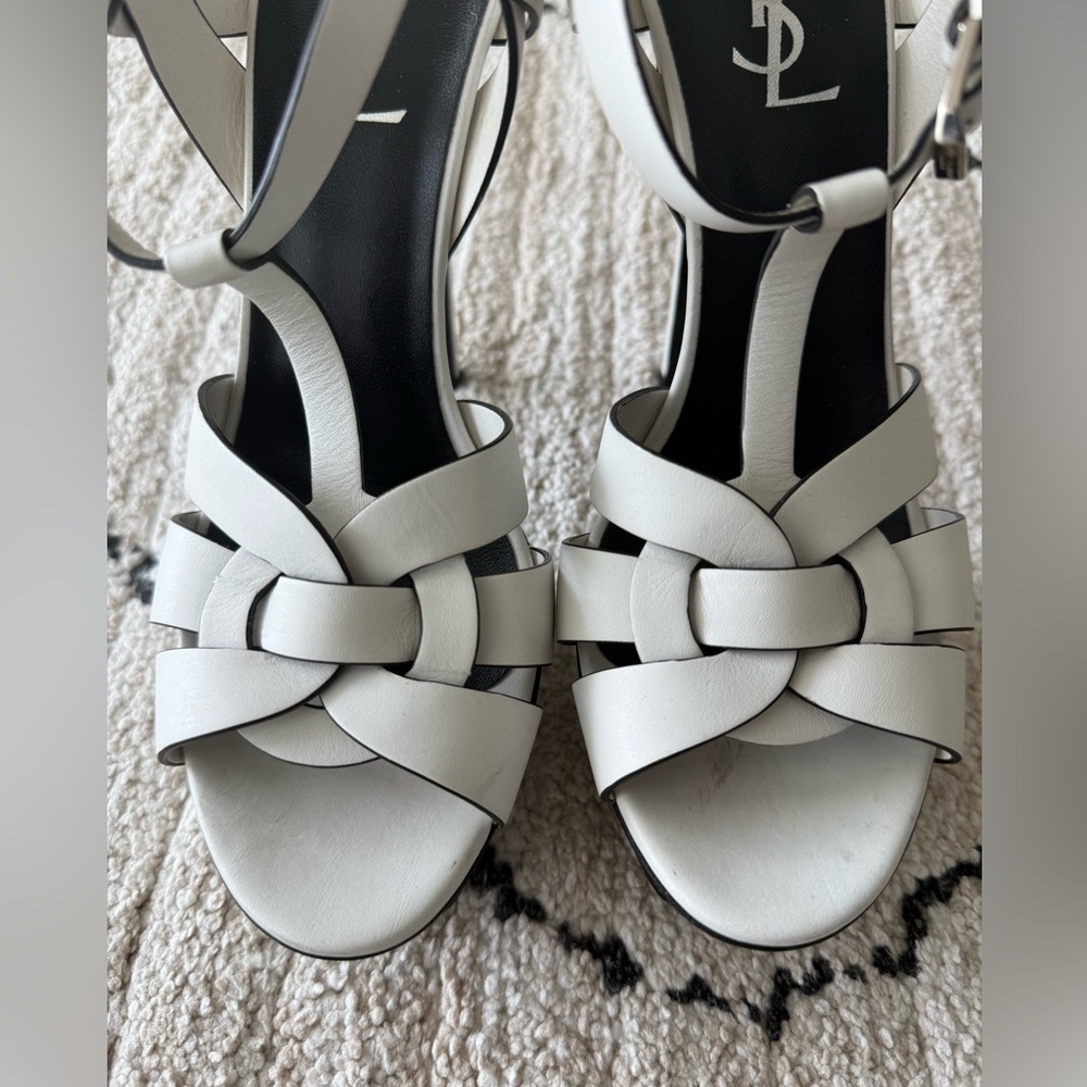 SAINT LAURENT TRIBUTE WHITE 105 HEELS SIZE 37 - Picture 2 of 16